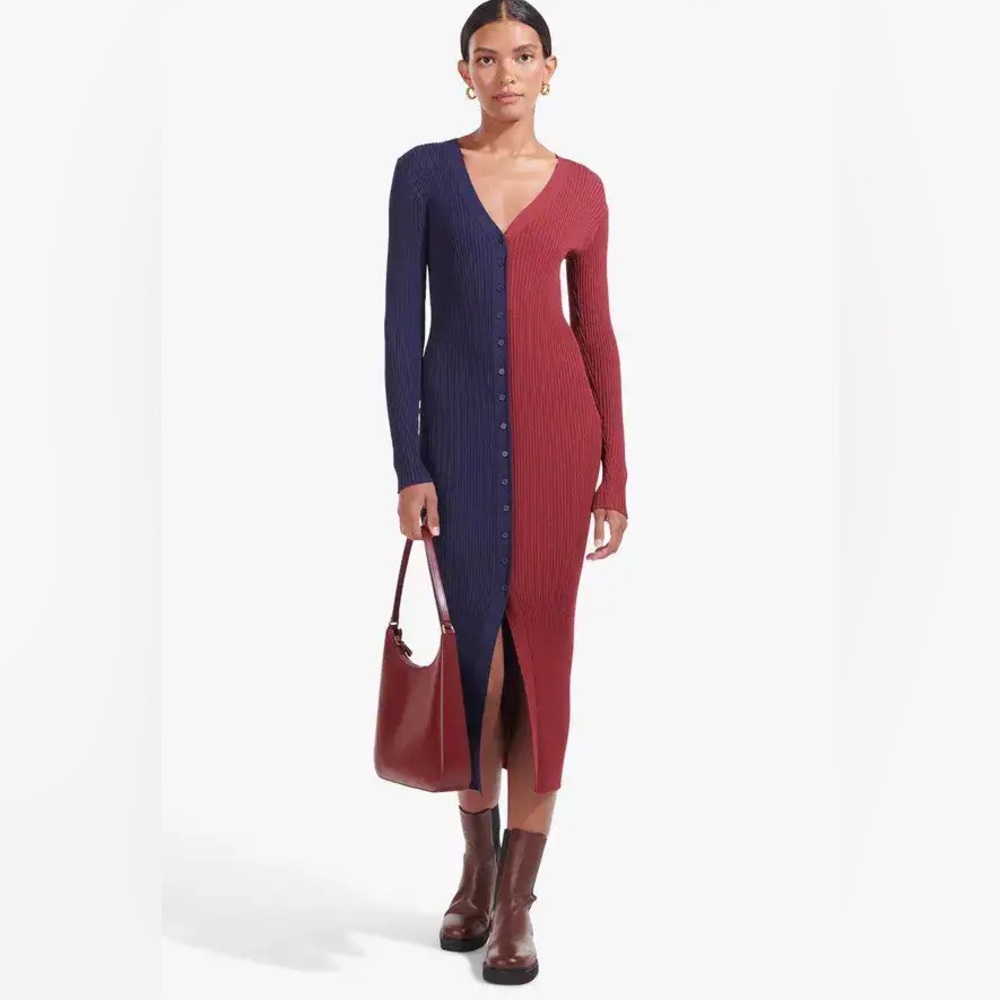 Like new condition, Staud shoko color block sweater dress, XS